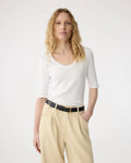 WHITE V NECK EDEN TOP