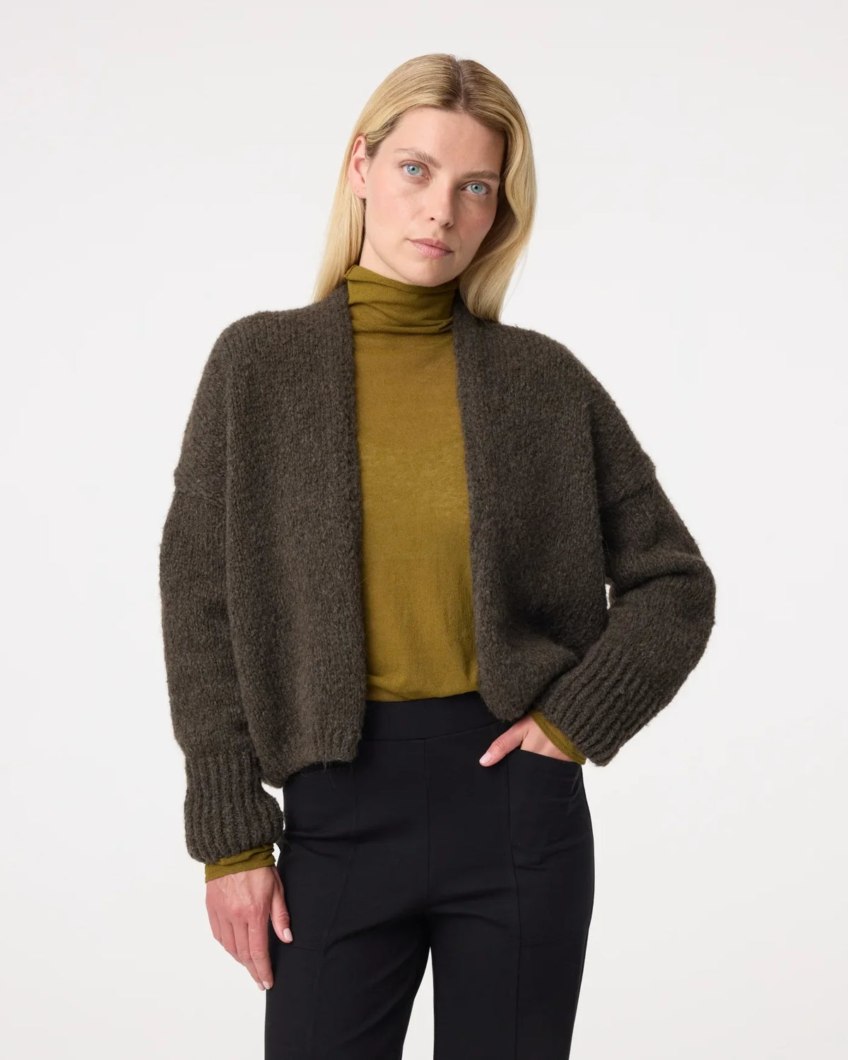 DARK GREEN BECKY CARDIGAN