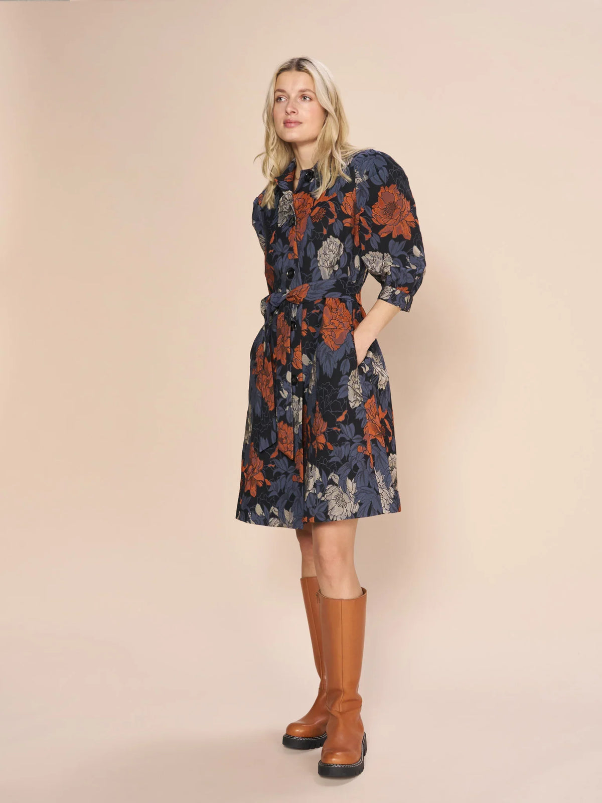 FLORAL JACQUARD DRESS
