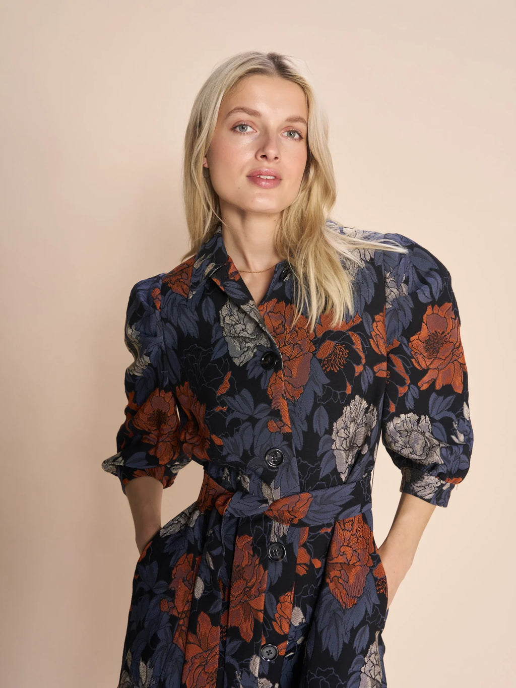FLORAL JACQUARD DRESS