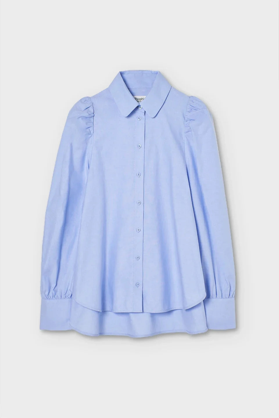 PUFF SLEEVE BLUE OXFORD SHIRT
