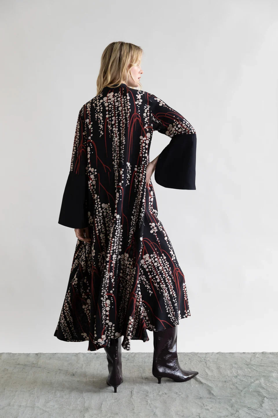 LONG RETRO DRAPE DRESS