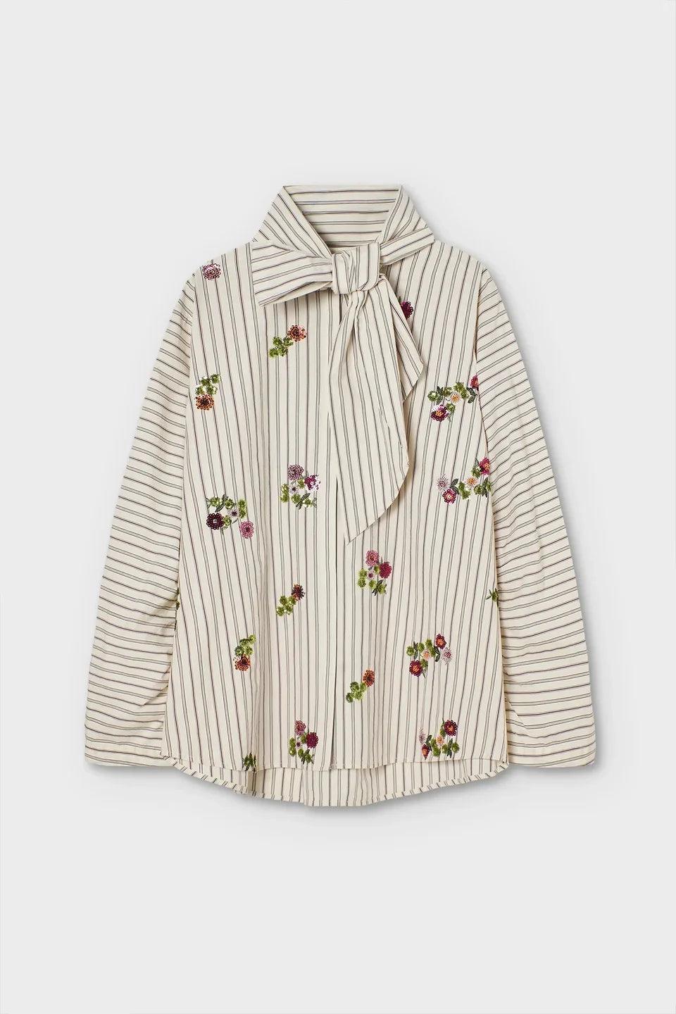 STRIPE SHIRT WITH FLORAL SEQUIN