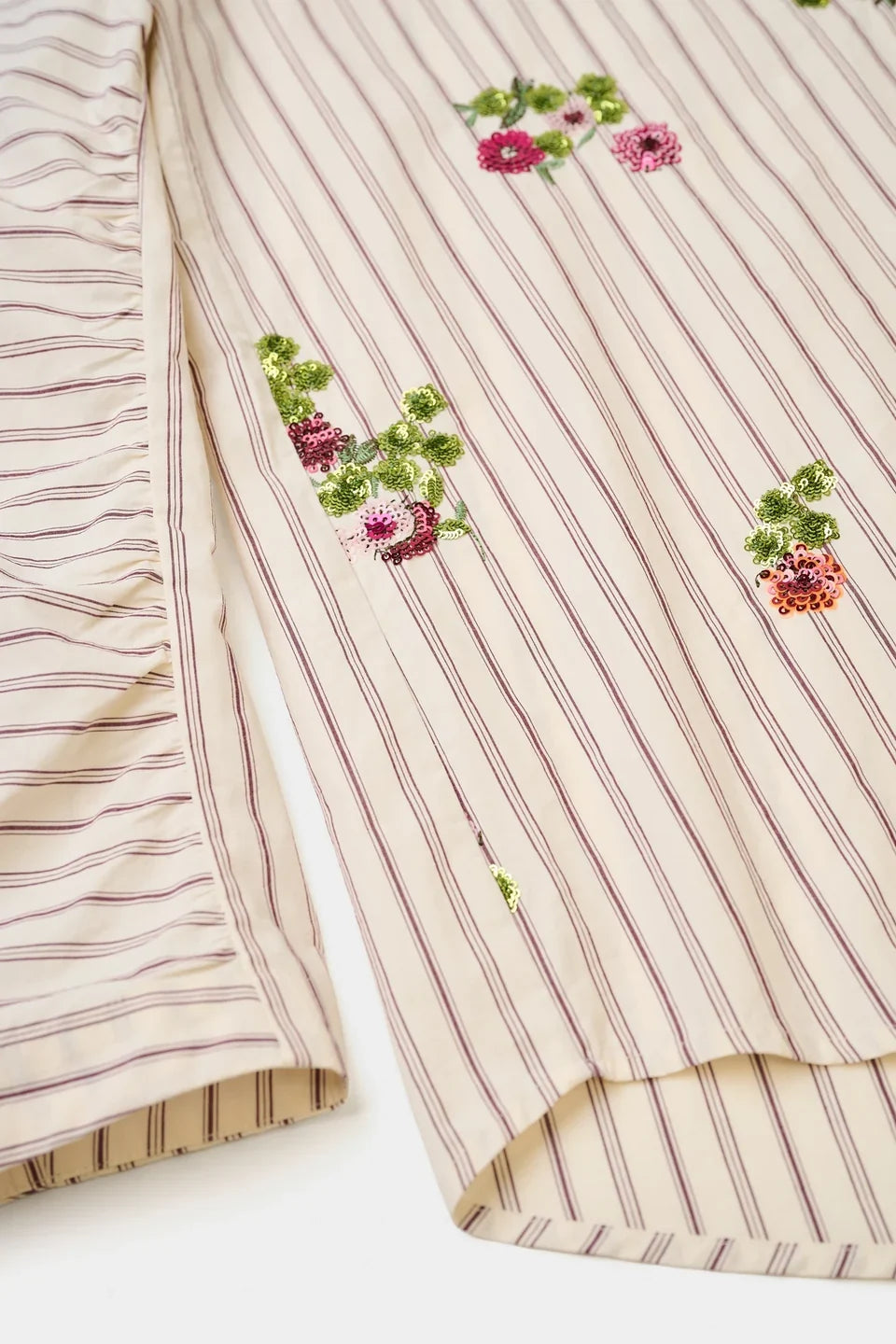 STRIPE SHIRT WITH FLORAL SEQUIN