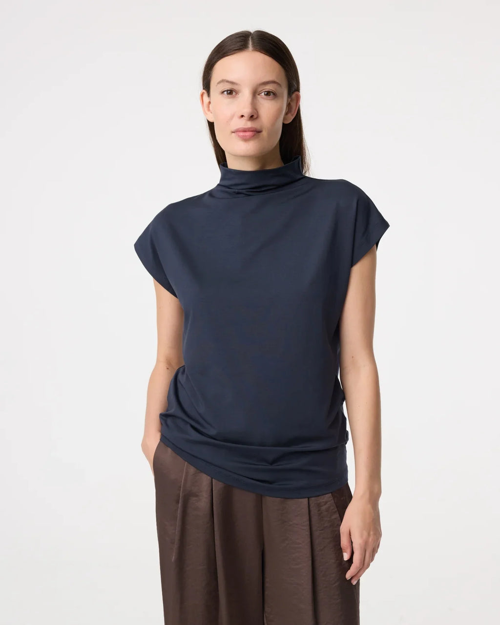 NAVY MIRRE TOP