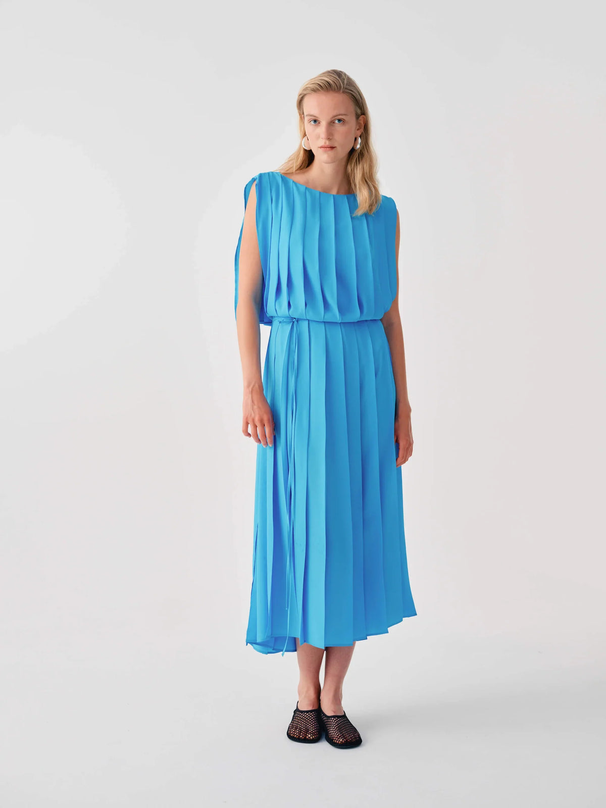 BLUE PLEAT DRESS