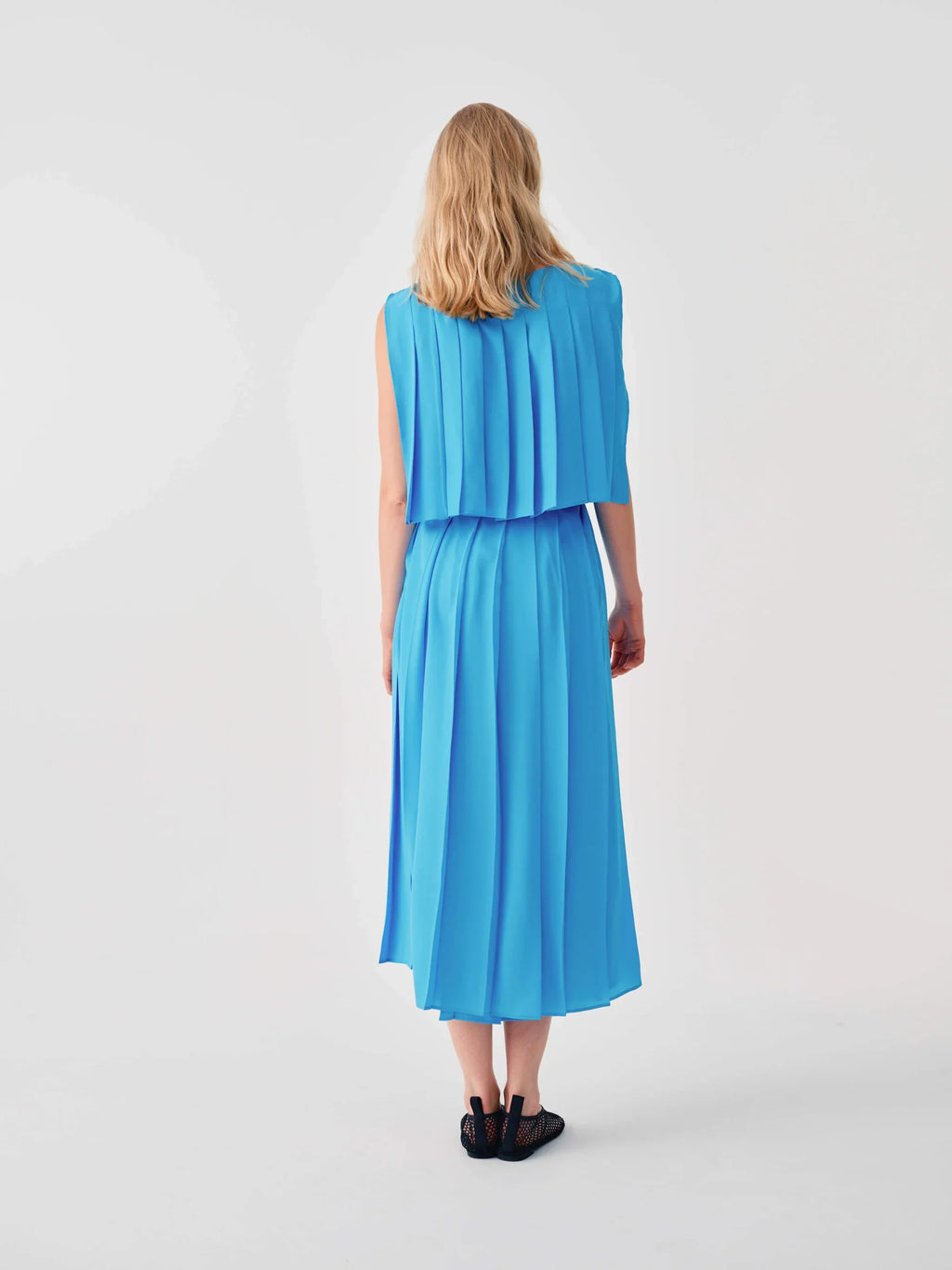 BLUE PLEAT DRESS