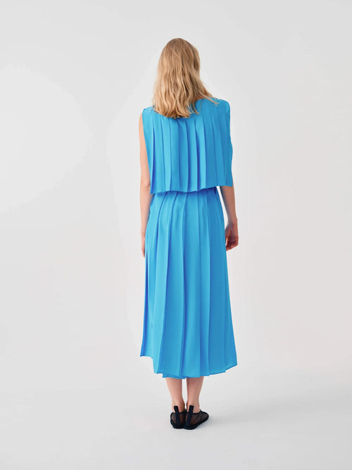 BLUE PLEAT DRESS