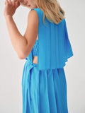 BLUE PLEAT DRESS