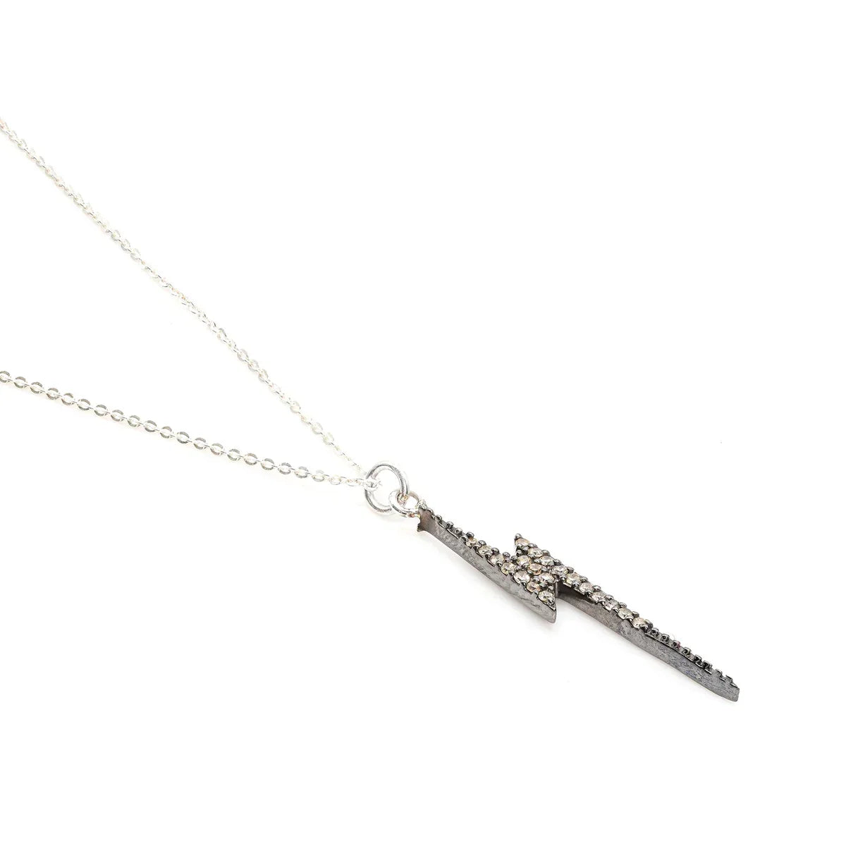 KIRSTIE LE MARQUE SILVER DIAMOND LIGHTNING BOLT NECKLACE