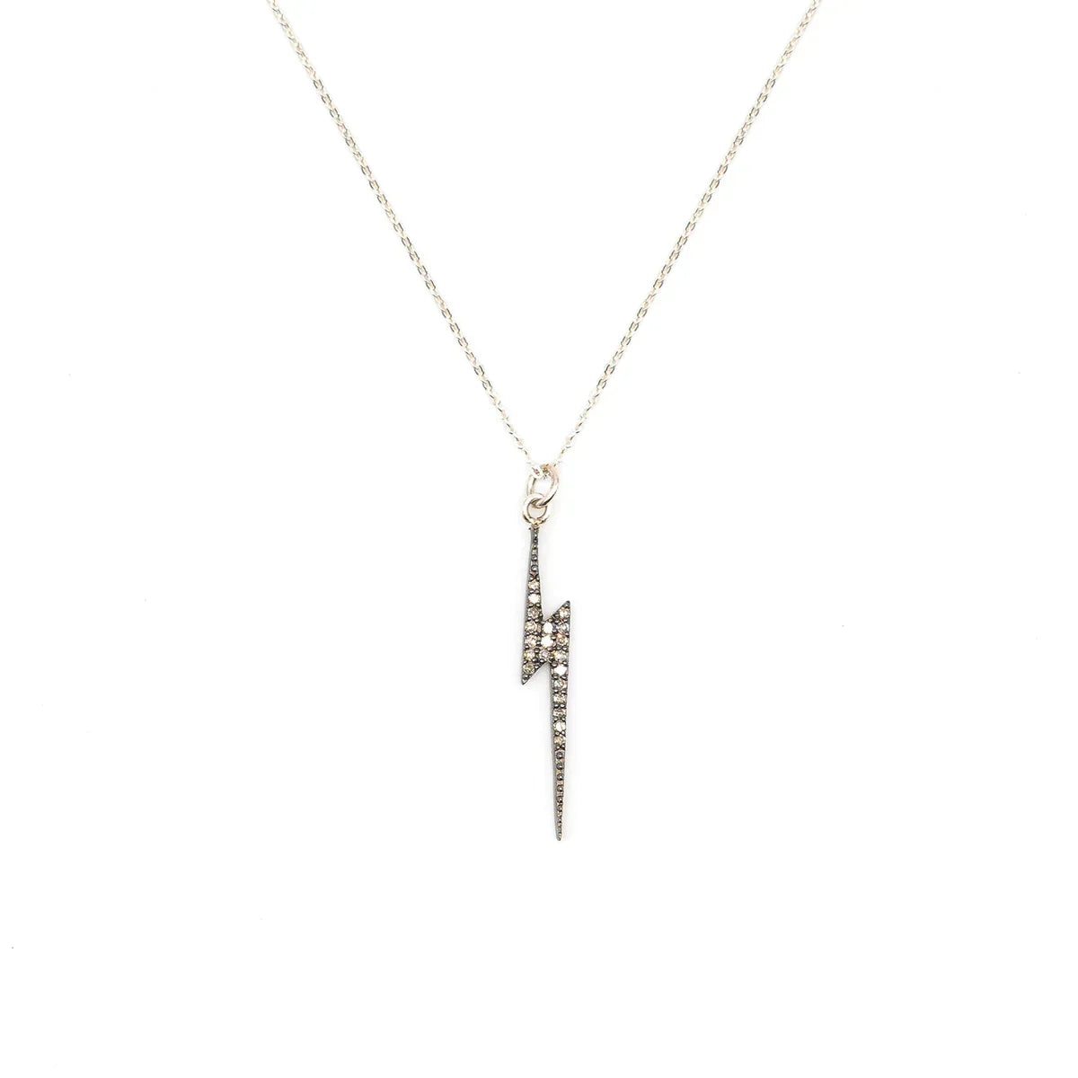 KIRSTIE LE MARQUE SILVER DIAMOND LIGHTNING BOLT NECKLACE
