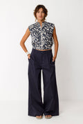 ENA NAVY WIDE LEG TROUSER
