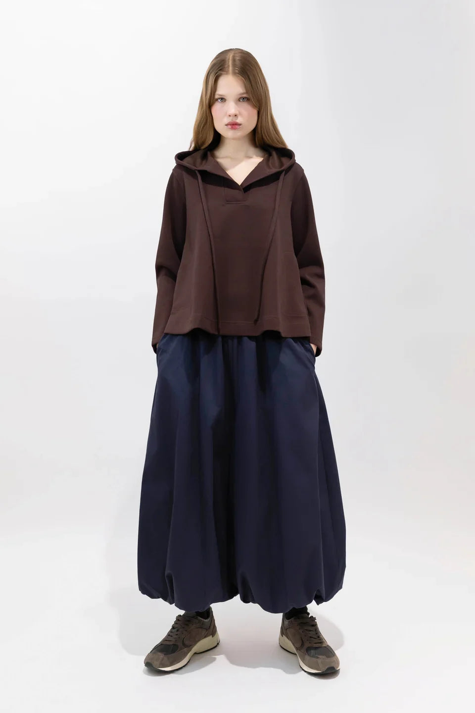 PSOHIA CHOCOLATE A-LINE HOODED TOP
