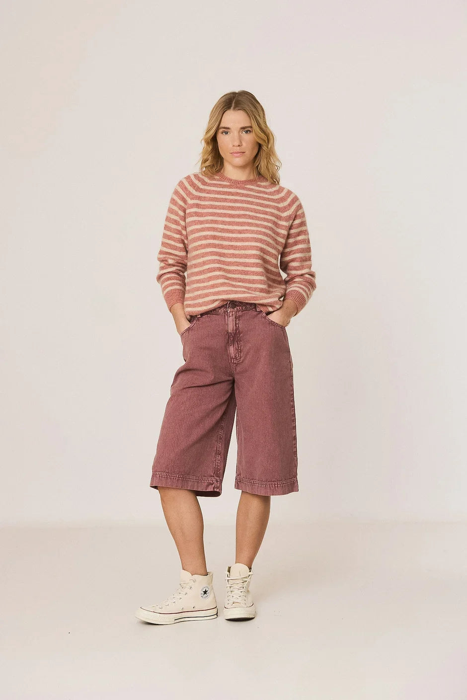 INDI AND COLD PINK AND CREAM STRIPE KNIT
