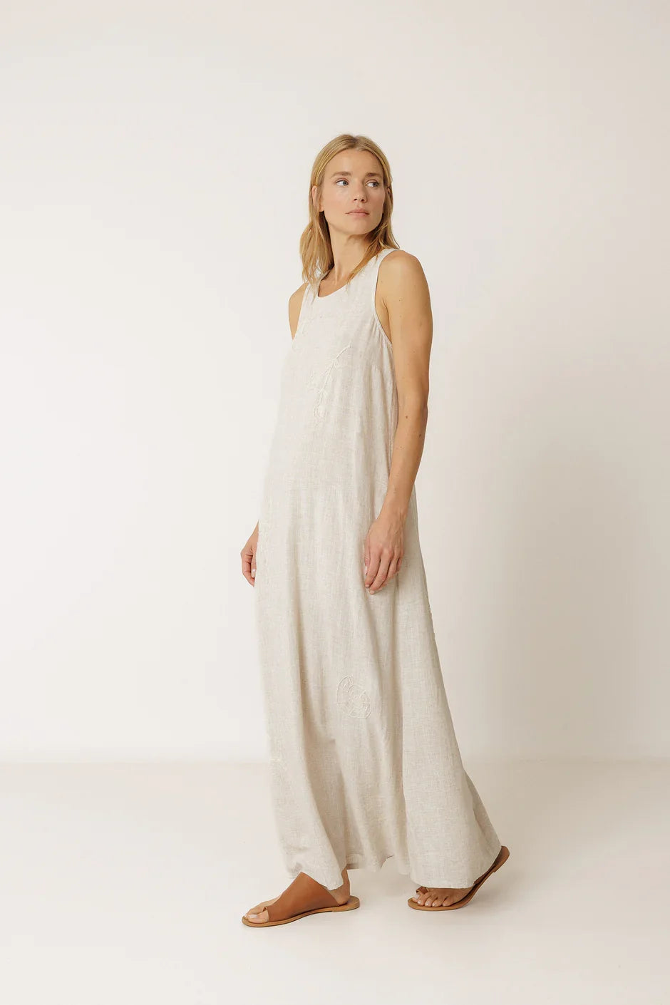 INDI AND COLD EMBROIDERED LINEN DRESS