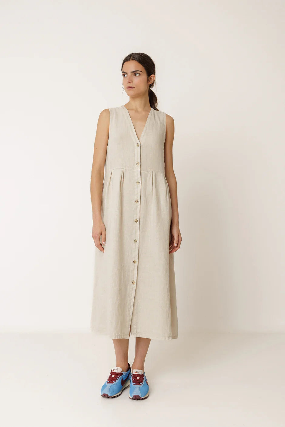 INDI AND COLD MULTIPOSITION LINEN DRESS